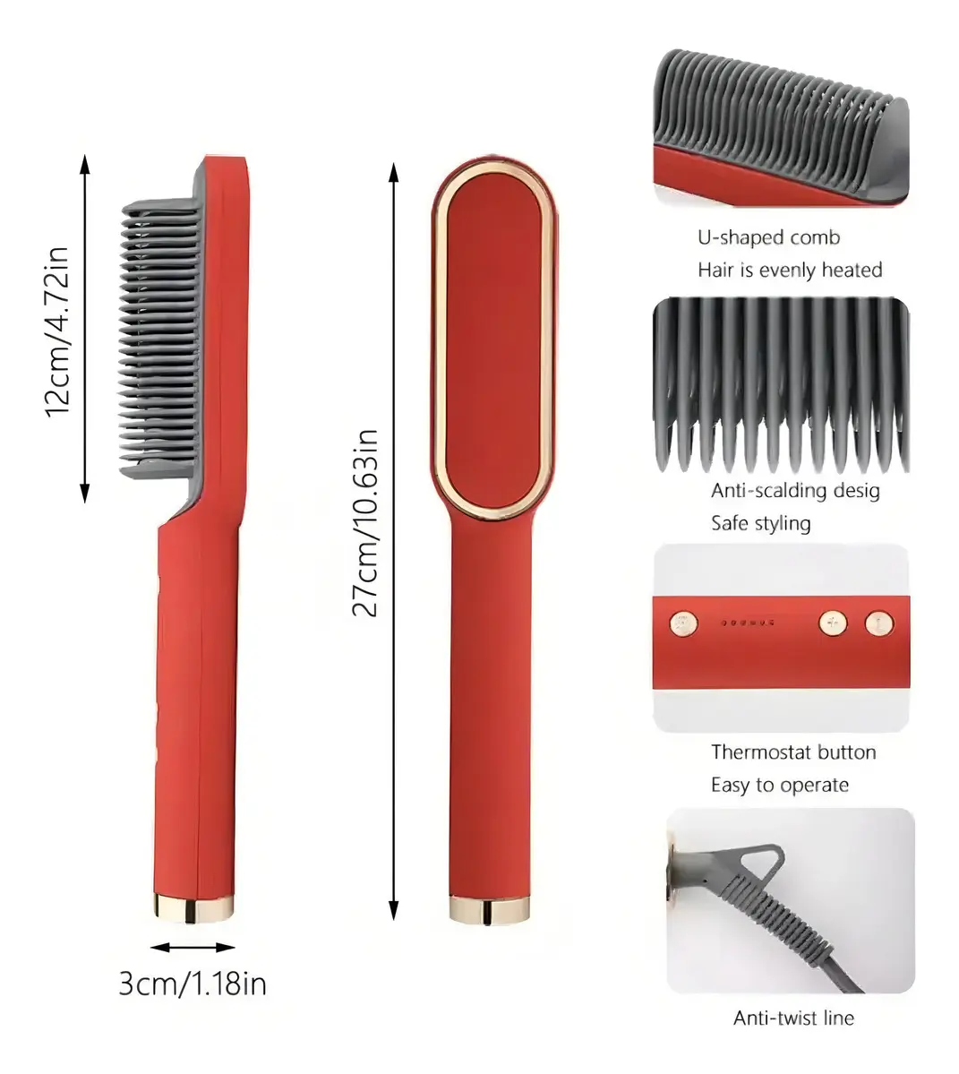 Cepillo Alisador Iónico Hair Straightener Cerámica Anti-Frizz 180°C - Imagen 4