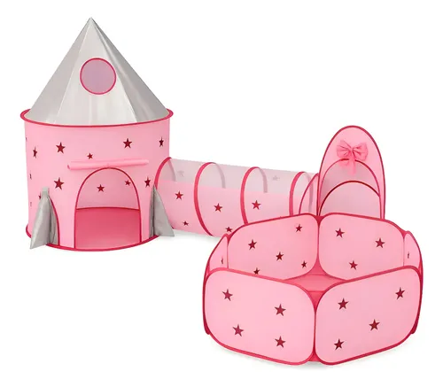 Carpa Castillo 3 En 1 Con Tunel Y Piscina Pelotas Par Niños