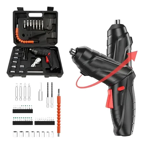 Destornillador Eléctrico 47 Piezas Mango Giratorio Y Estuche