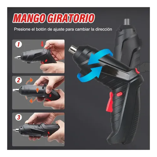 Destornillador Eléctrico 47 Piezas Mango Giratorio Y Estuche - Imagen 3