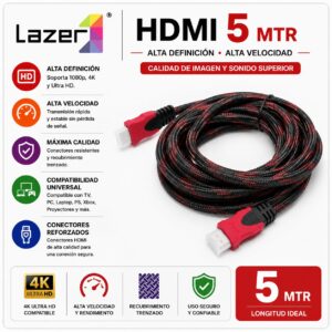CABLE HDMI 5 METROS DOBLE FILTRO MALLADO
