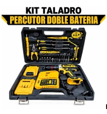 KIT TALADRO PERCUTOR DOBLE BATERIA
