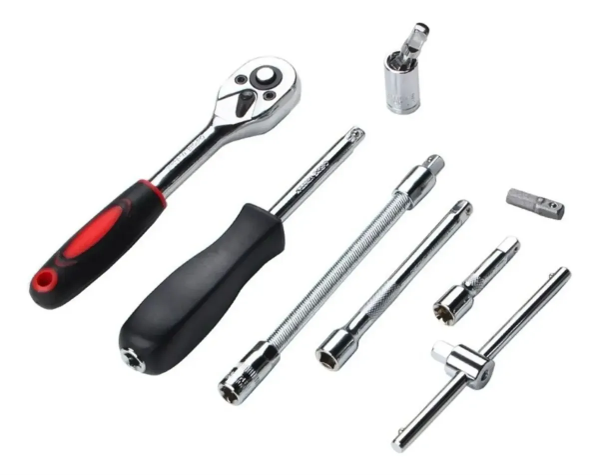 Juego De Copas X 46 Piezas Mecanica Automotriz Ratchet 1/4 Color Rojo - Imagen 3